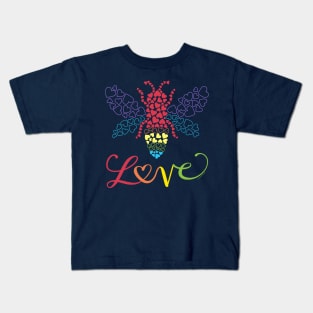Gay Pride Rainbow Bee, Be Love Hearts LGBT Gifts Kids T-Shirt